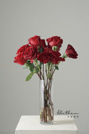 Alethea Vase Arrangement - Austin Garden Rose Red