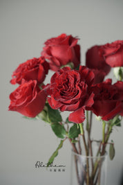 Alethea Vase Arrangement - Austin Garden Rose Red