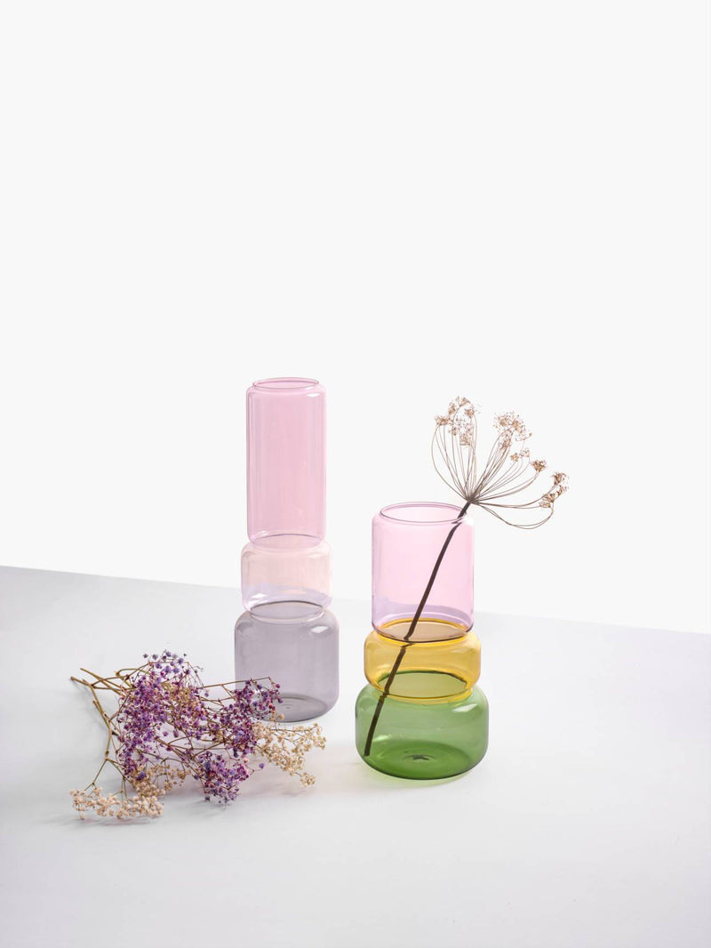 Vase Smoke/Clear/Pink