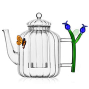 Teapot optic blue flower and butterfly